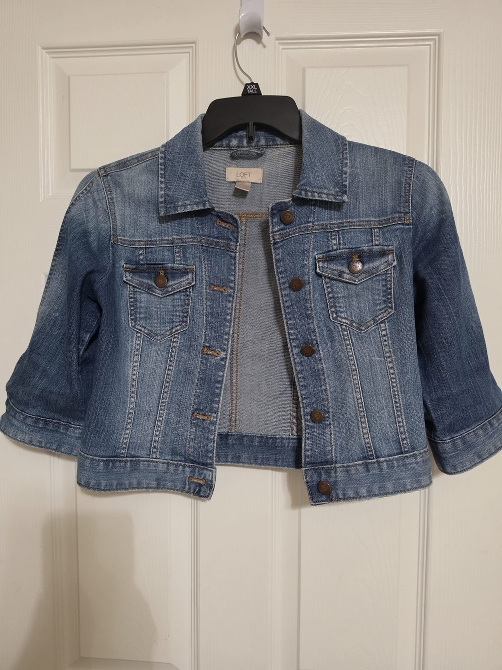 LOFT Light Blue Cropped Denim Jacket